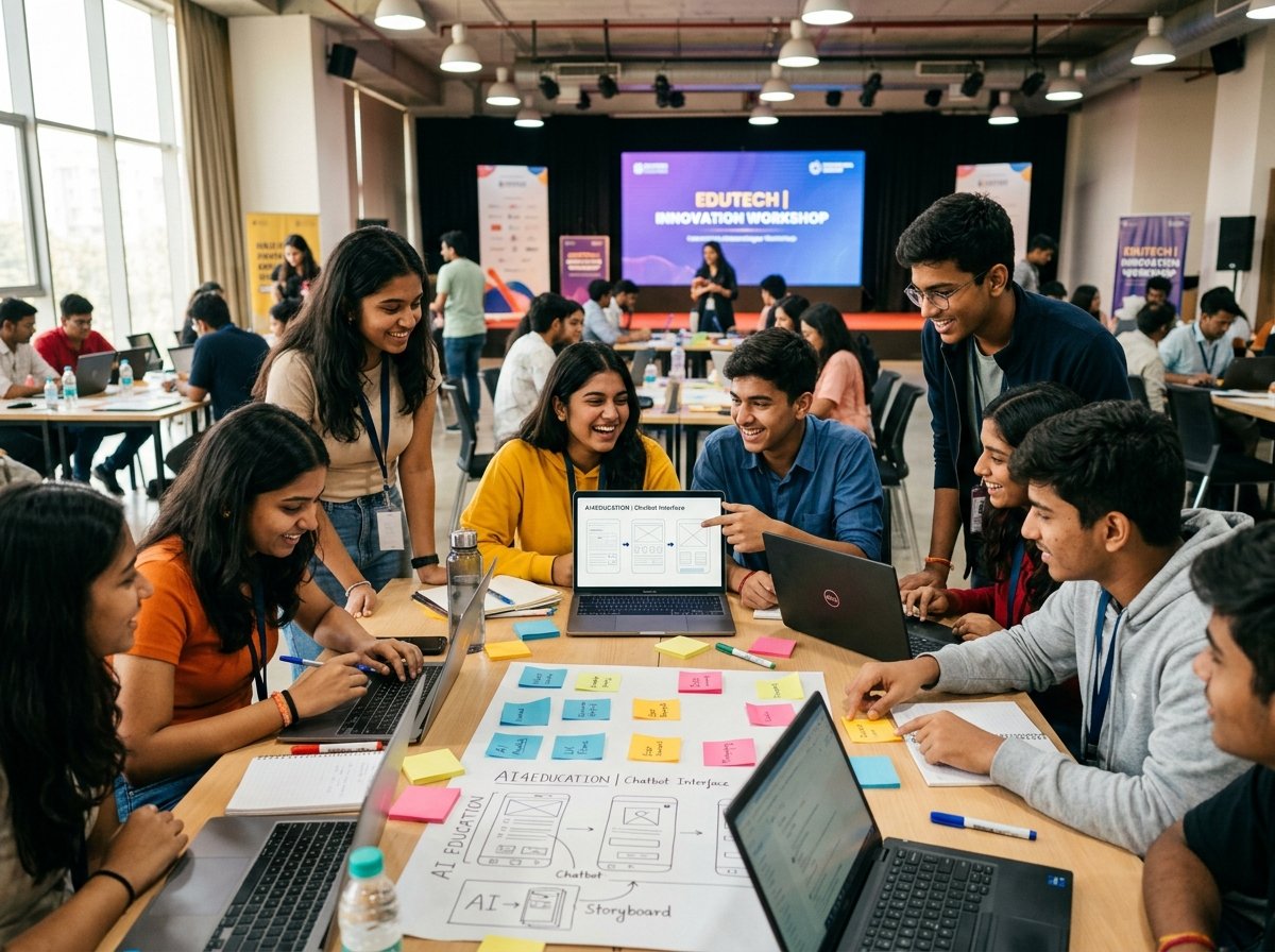 Indian students collaborating at Youth 360° Bootcamp